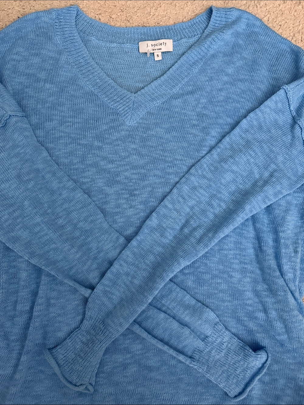 J. Society Blue V-Neck Sweater - Lightweight Women's Knit